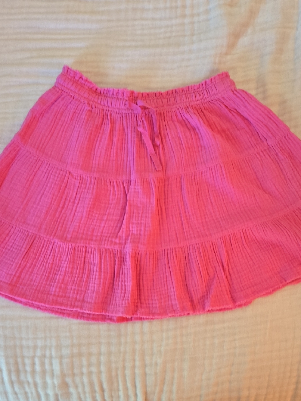 Aerie Bright Pink Tiered Cotton Skater Skirt